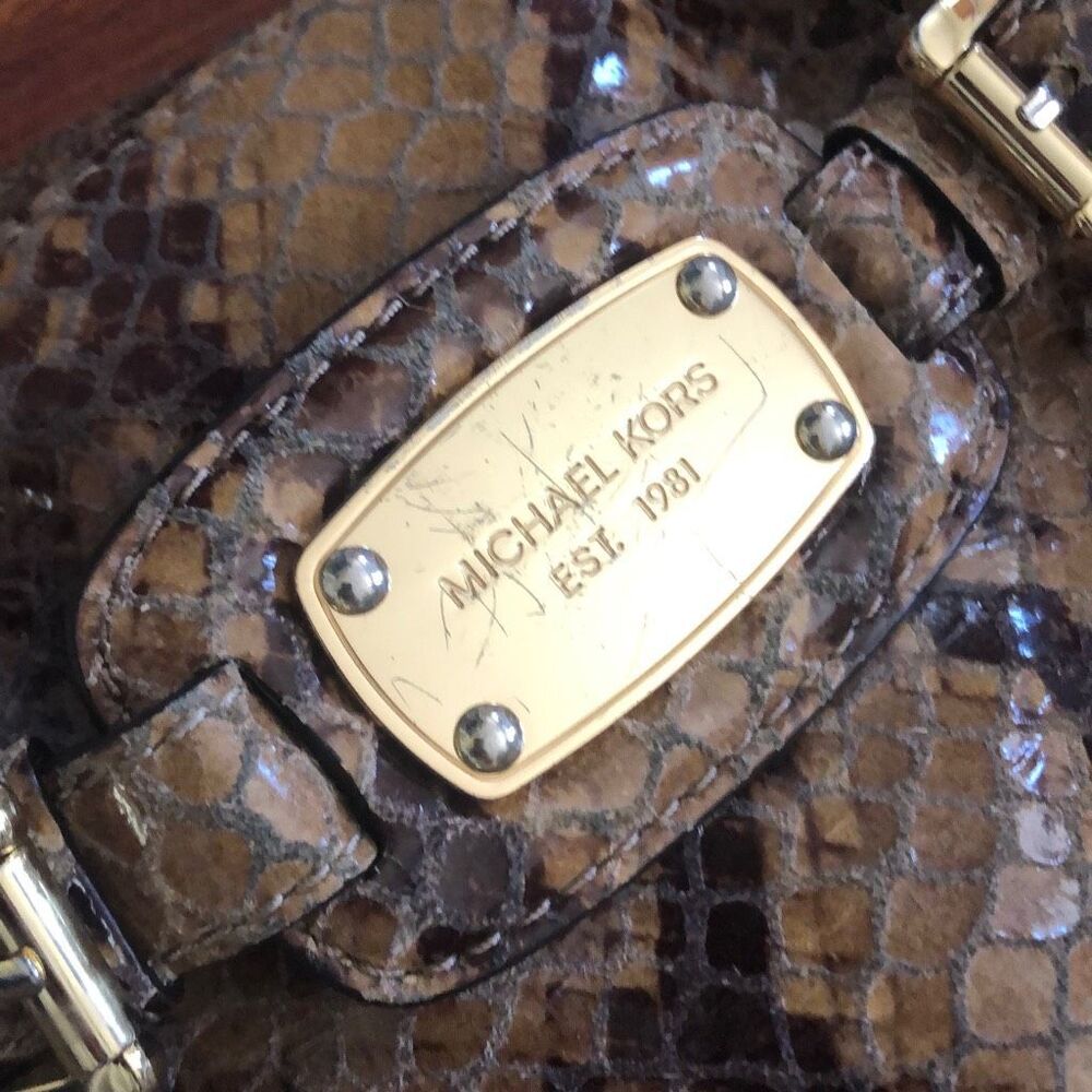 MICHAEL Michael KORS Tan snake skin python satchel - Picture 9 of 9